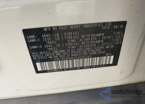 2017 Subaru Outback 2.5I Limited z USA, uszkodzony, nr VIN 4S4BSAKC5H3202760